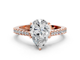 Rose gold Pear Cut Solitaire Diamond Engagement Ring with Pave Band and Four-Prong Setting_154