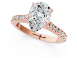 Rose gold Pear Cut Solitaire Diamond Engagement Ring with Pave Band and Four-Prong Setting_155