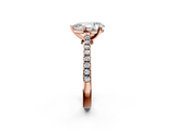 Rose gold Pear Cut Solitaire Diamond Engagement Ring with Pave Band and Four-Prong Setting_156