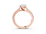 Rose gold Pear Cut Solitaire Diamond Engagement Ring with Pave Band and Four-Prong Setting_157