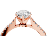Rose gold Pear Cut Solitaire Diamond Engagement Ring with Pave Band and Four-Prong Setting_158