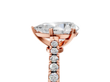 Rose gold Pear Cut Solitaire Diamond Engagement Ring with Pave Band and Four-Prong Setting_159
