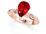 Rose gold Pear Cut Solitaire Diamond Engagement Ring with Twisted Pave Band and Four-Prong Setting_1