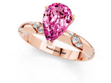 Rose gold Pear Cut Solitaire Diamond Engagement Ring with Twisted Pave Band and Four-Prong Setting_1