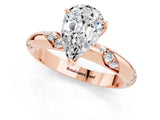 Rose gold Pear Cut Solitaire Diamond Engagement Ring with Twisted Pave Band and Four-Prong Setting_1