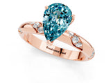 Rose gold Pear Cut Solitaire Diamond Engagement Ring with Twisted Pave Band and Four-Prong Setting_1