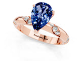 Rose gold Pear Cut Solitaire Diamond Engagement Ring with Twisted Pave Band and Four-Prong Setting_1