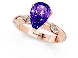 Rose gold Pear Cut Solitaire Diamond Engagement Ring with Twisted Pave Band and Four-Prong Setting_1