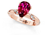 Rose gold Pear Cut Solitaire Diamond Engagement Ring with Twisted Pave Band and Four-Prong Setting_1