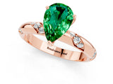 Rose gold Pear Cut Solitaire Diamond Engagement Ring with Twisted Pave Band and Four-Prong Setting_1
