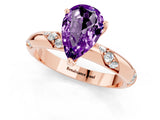 Rose gold Pear Cut Solitaire Diamond Engagement Ring with Twisted Pave Band and Four-Prong Setting_1