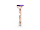 Rose gold Pear Cut Solitaire Diamond Engagement Ring with Twisted Pave Band and Four-Prong Setting_2