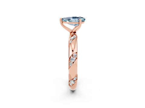 Rose gold Pear Cut Solitaire Diamond Engagement Ring with Twisted Pave Band and Four-Prong Setting_2