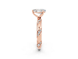 Rose gold Pear Cut Solitaire Diamond Engagement Ring with Twisted Pave Band and Four-Prong Setting_2