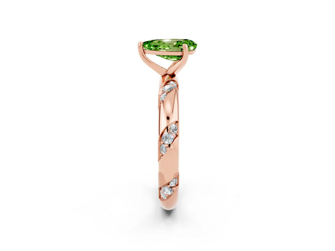 Rose gold Pear Cut Solitaire Diamond Engagement Ring with Twisted Pave Band and Four-Prong Setting_2