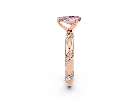 Rose gold Pear Cut Solitaire Diamond Engagement Ring with Twisted Pave Band and Four-Prong Setting_2