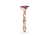 Rose gold Pear Cut Solitaire Diamond Engagement Ring with Twisted Pave Band and Four-Prong Setting_2