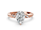 Rose gold Pear Cut Solitaire Diamond Engagement Ring with Twisted Pave Band and Four-Prong Setting_3
