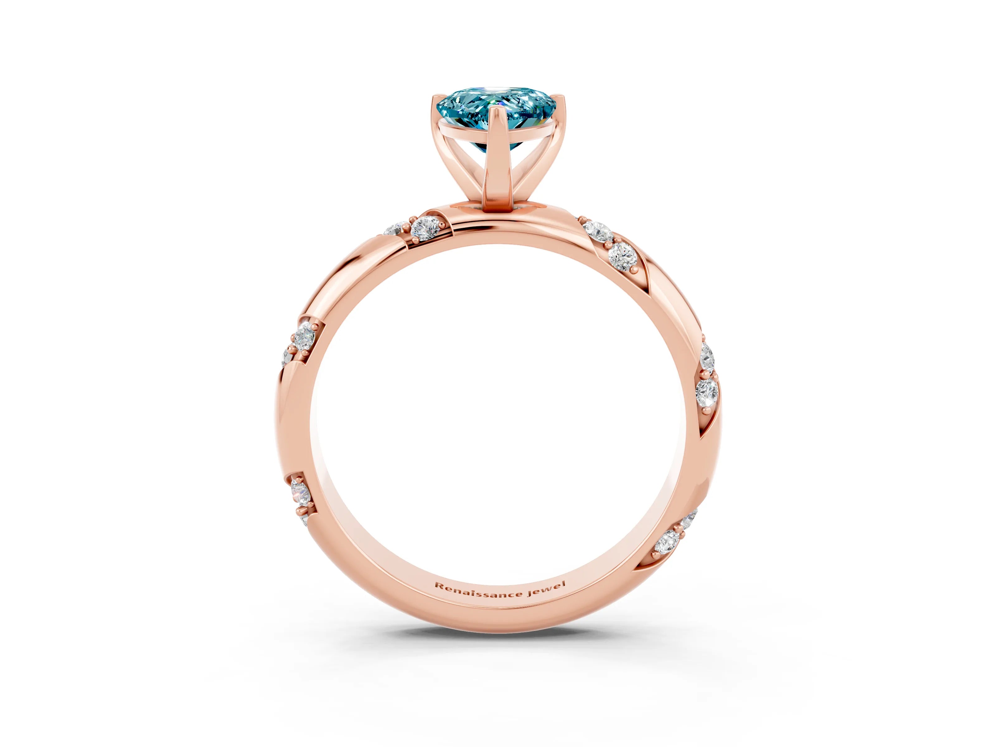 Rose gold Pear Cut Solitaire Diamond Engagement Ring with Twisted Pave Band and Four-Prong Setting_3