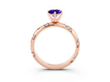 Rose gold Pear Cut Solitaire Diamond Engagement Ring with Twisted Pave Band and Four-Prong Setting_3