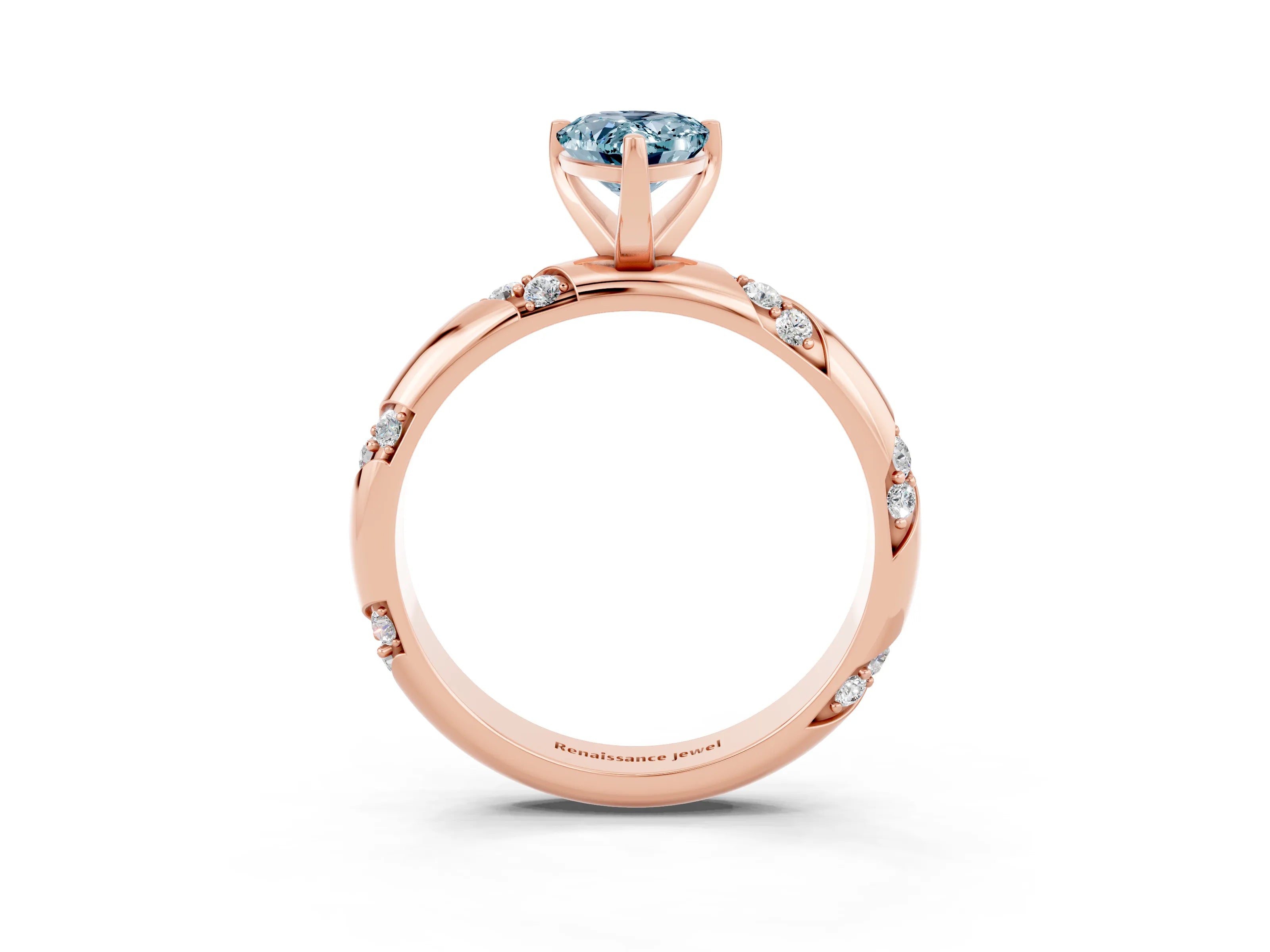 Rose gold Pear Cut Solitaire Diamond Engagement Ring with Twisted Pave Band and Four-Prong Setting_3