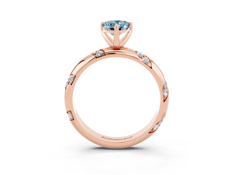 Rose gold Pear Cut Solitaire Diamond Engagement Ring with Twisted Pave Band and Four-Prong Setting_3