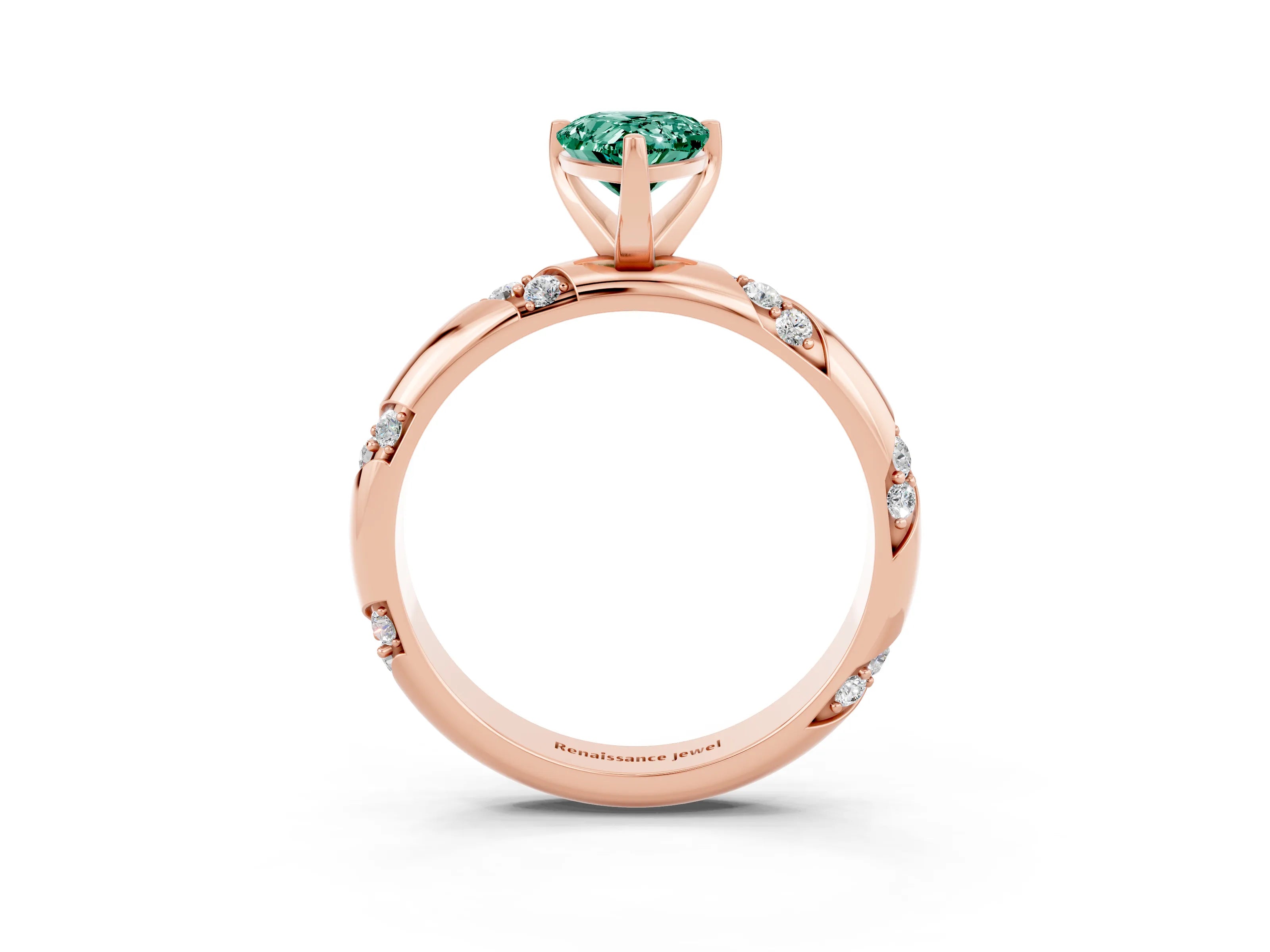 Rose gold Pear Cut Solitaire Diamond Engagement Ring with Twisted Pave Band and Four-Prong Setting_3
