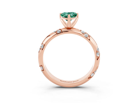 Rose gold Pear Cut Solitaire Diamond Engagement Ring with Twisted Pave Band and Four-Prong Setting_3