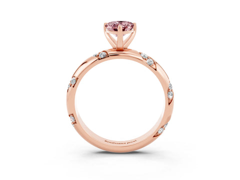 Rose gold Pear Cut Solitaire Diamond Engagement Ring with Twisted Pave Band and Four-Prong Setting_3