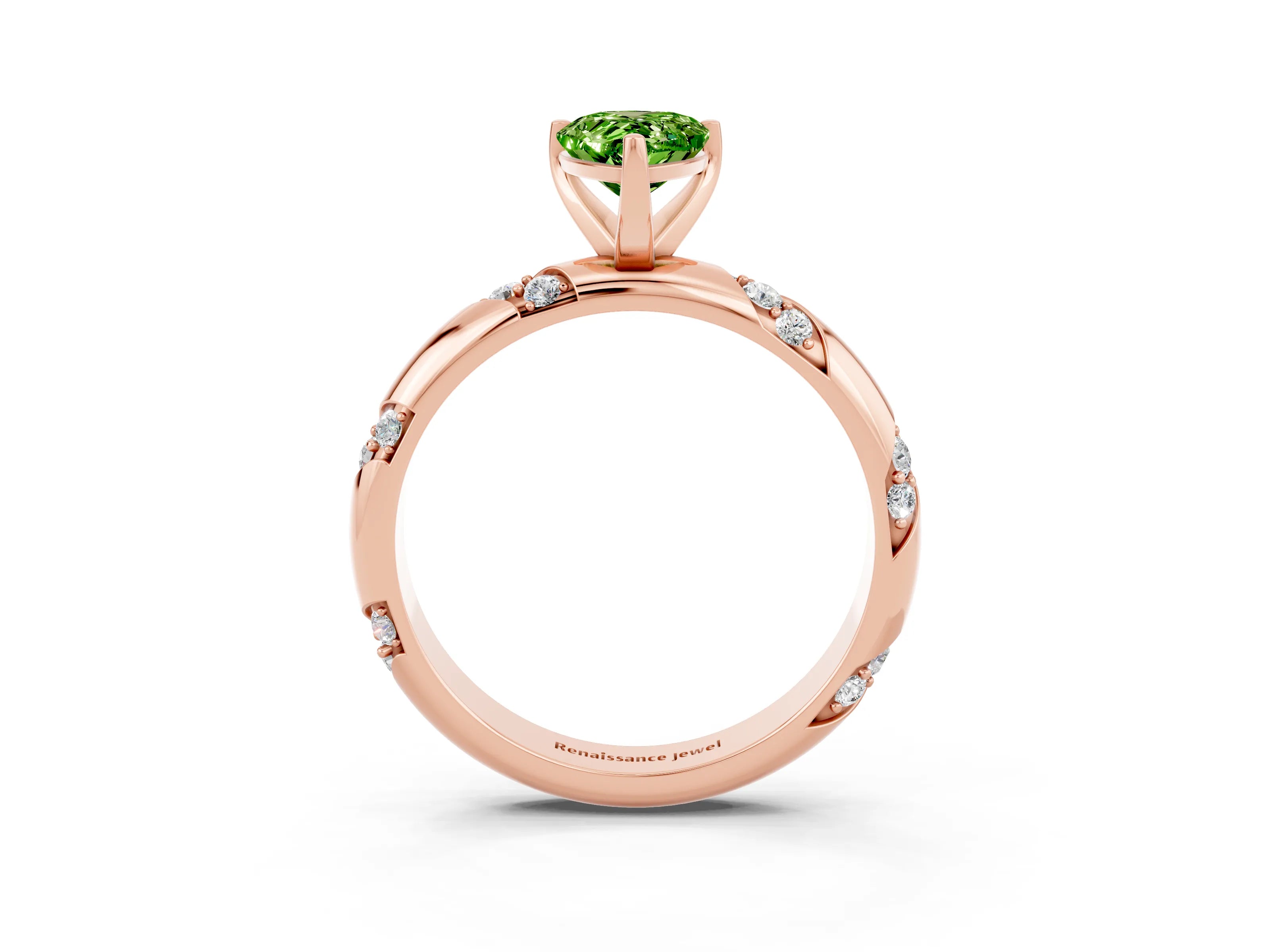 Rose gold Pear Cut Solitaire Diamond Engagement Ring with Twisted Pave Band and Four-Prong Setting_3