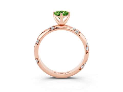 Rose gold Pear Cut Solitaire Diamond Engagement Ring with Twisted Pave Band and Four-Prong Setting_3