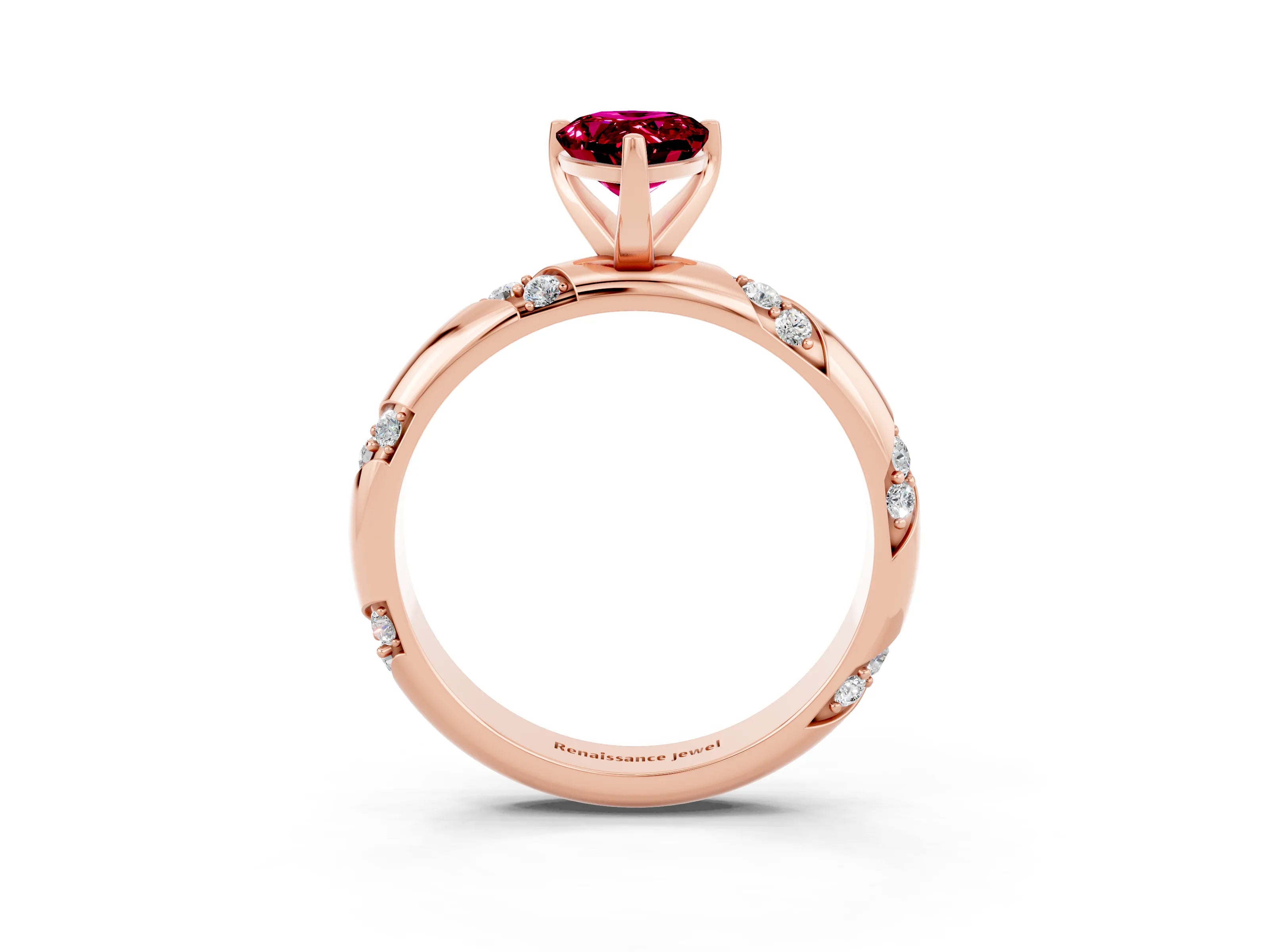 Rose gold Pear Cut Solitaire Diamond Engagement Ring with Twisted Pave Band and Four-Prong Setting_3