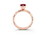 Rose gold Pear Cut Solitaire Diamond Engagement Ring with Twisted Pave Band and Four-Prong Setting_3