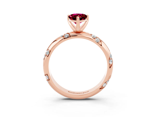 Rose gold Pear Cut Garnet Solitaire Engagement Ring with Twisted Round  Accent Band and Prong Setting