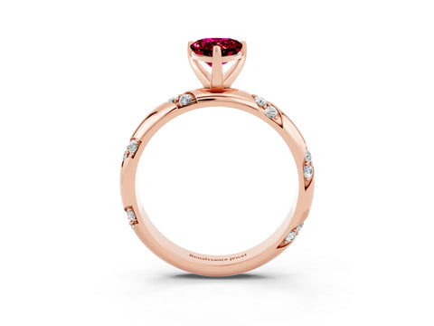 Rose gold Pear Cut Solitaire Diamond Engagement Ring with Twisted Pave Band and Four-Prong Setting_3