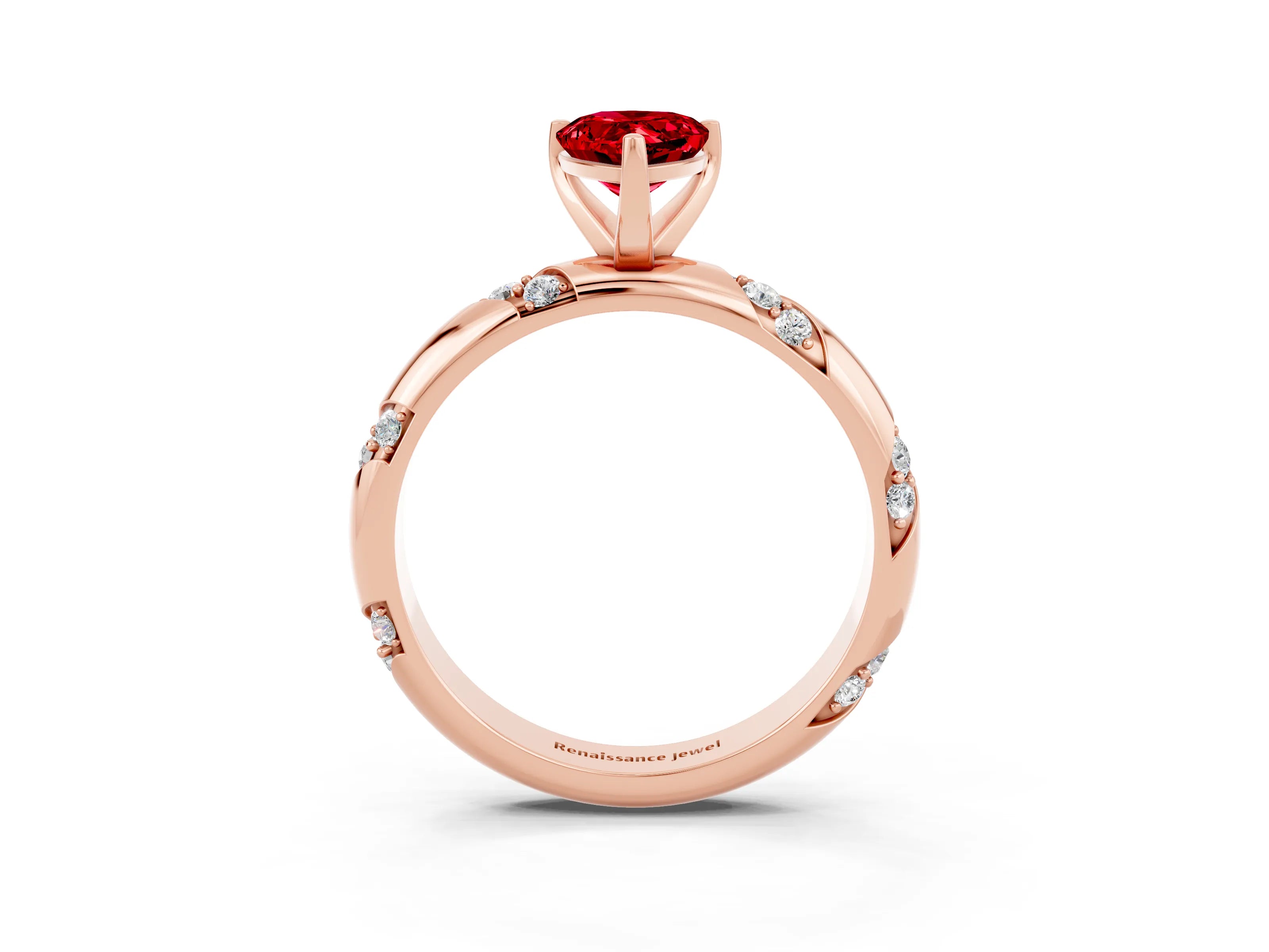 Rose gold Pear Cut Solitaire Diamond Engagement Ring with Twisted Pave Band and Four-Prong Setting_3