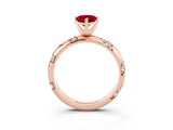 Rose gold Pear Cut Solitaire Diamond Engagement Ring with Twisted Pave Band and Four-Prong Setting_3