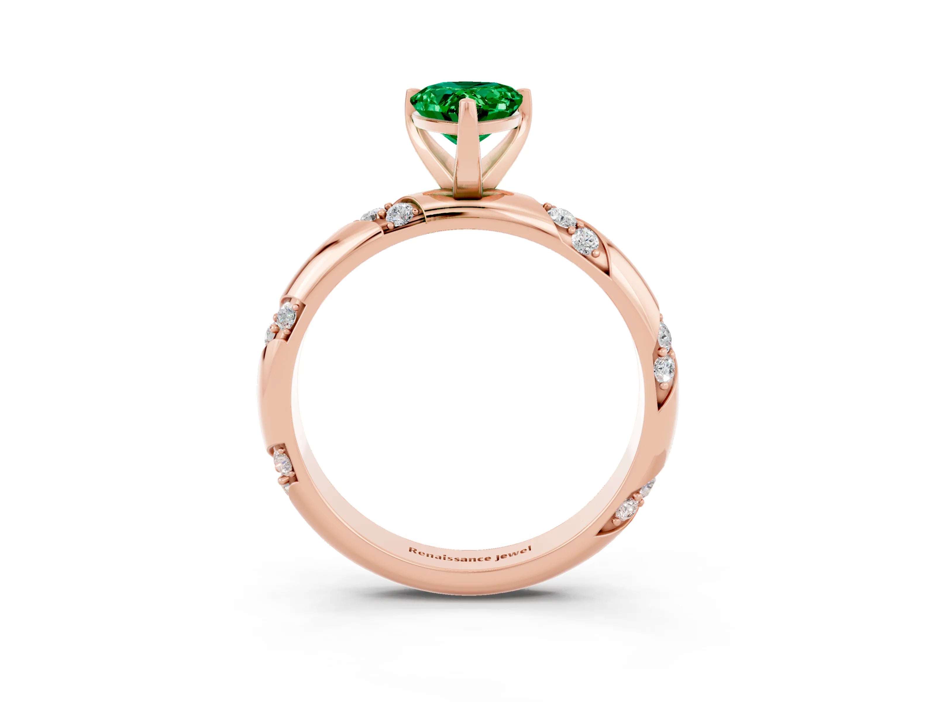Rose gold Pear Cut Solitaire Diamond Engagement Ring with Twisted Pave Band and Four-Prong Setting_3