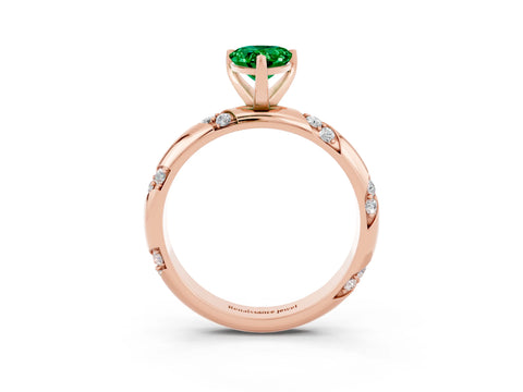 Rose gold Pear Cut Solitaire Diamond Engagement Ring with Twisted Pave Band and Four-Prong Setting_3