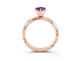 Rose gold Pear Cut Solitaire Diamond Engagement Ring with Twisted Pave Band and Four-Prong Setting_3