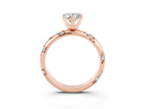 Rose gold Pear Cut Solitaire Diamond Engagement Ring with Twisted Pave Band and Four-Prong Setting_3