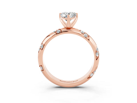Rose gold Pear Cut Solitaire Diamond Engagement Ring with Twisted Pave Band and Four-Prong Setting_3