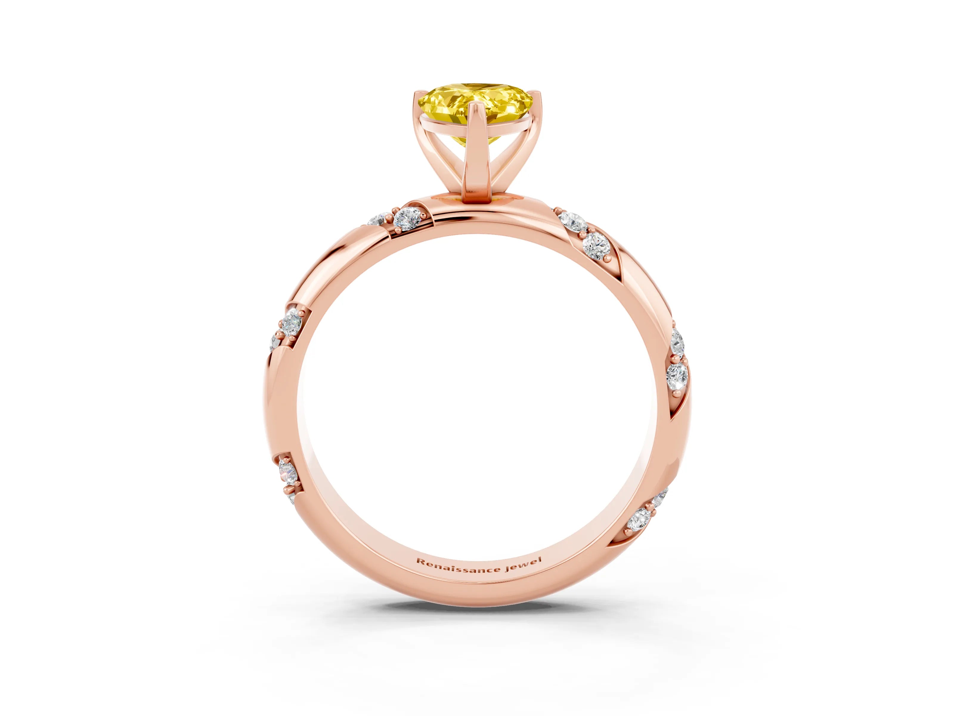 Rose gold Pear Cut Solitaire Diamond Engagement Ring with Twisted Pave Band and Four-Prong Setting_3