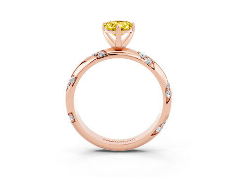 Rose gold Pear Cut Solitaire Diamond Engagement Ring with Twisted Pave Band and Four-Prong Setting_3