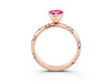 Rose gold Pear Cut Solitaire Diamond Engagement Ring with Twisted Pave Band and Four-Prong Setting_3