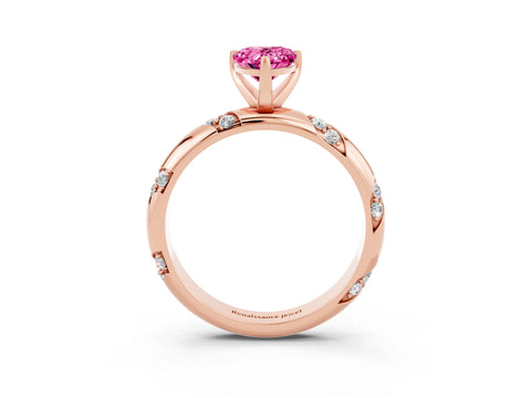 Rose gold Pear Cut Solitaire Diamond Engagement Ring with Twisted Pave Band and Four-Prong Setting_3