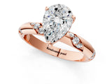 Rose gold Pear Cut Solitaire Diamond Engagement Ring with Twisted Pave Band and Four-Prong Setting_4