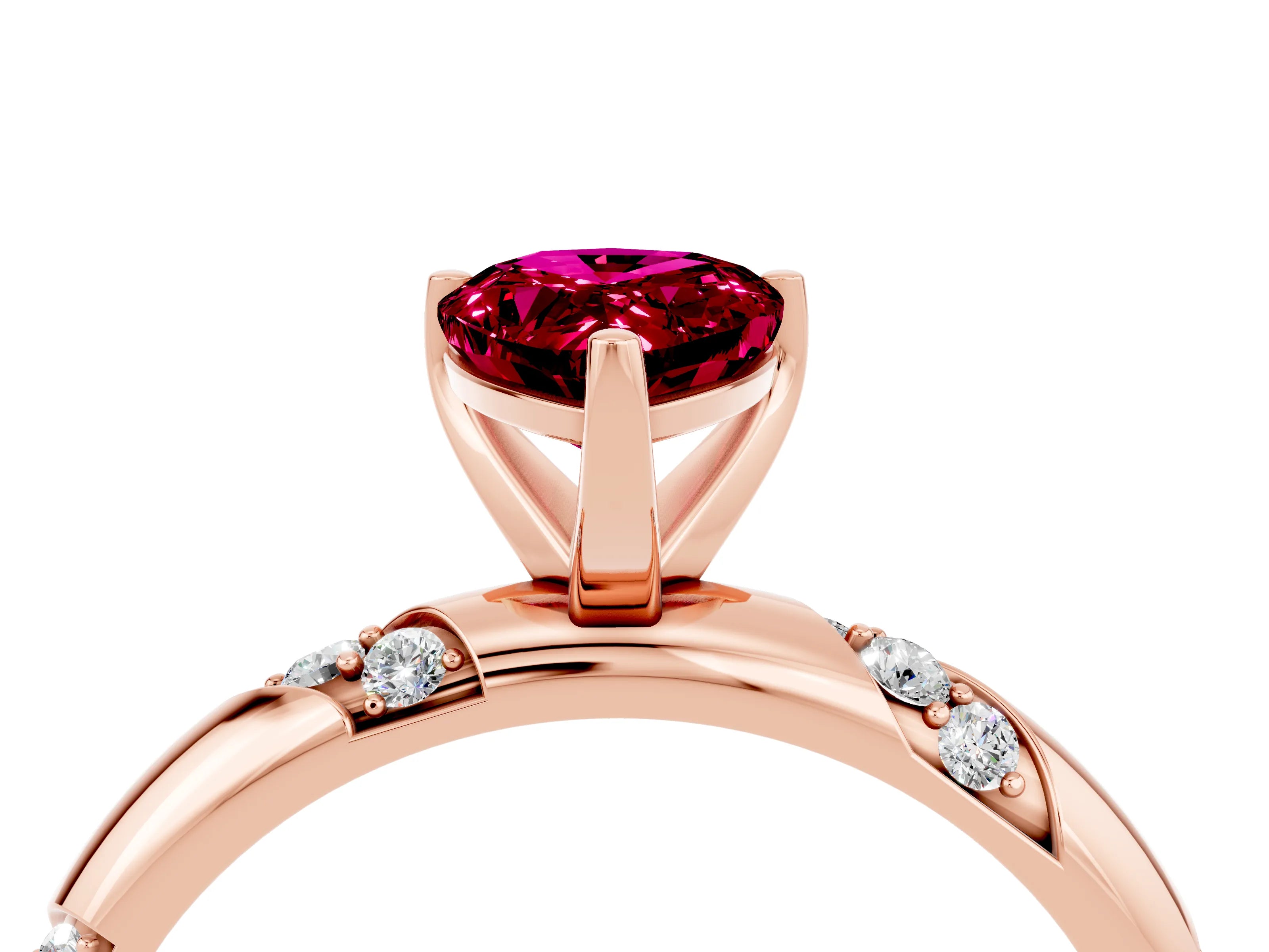 Rose gold Pear Cut Solitaire Diamond Engagement Ring with Twisted Pave Band and Four-Prong Setting_4