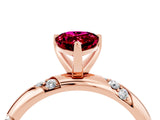 Rose gold Pear Cut Solitaire Diamond Engagement Ring with Twisted Pave Band and Four-Prong Setting_4