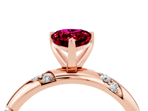 Rose gold Pear Cut Solitaire Diamond Engagement Ring with Twisted Pave Band and Four-Prong Setting_4